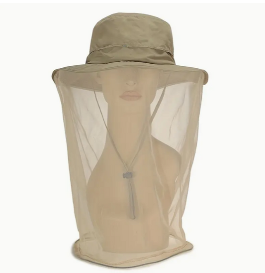 Woman's Deluxe Head Net Sunhat - Beige